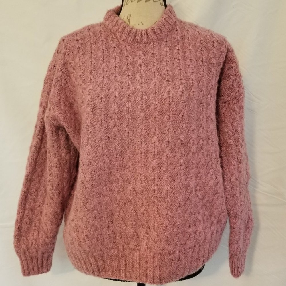 Australian Wool Hand Knitted Rose Sweater: Size M